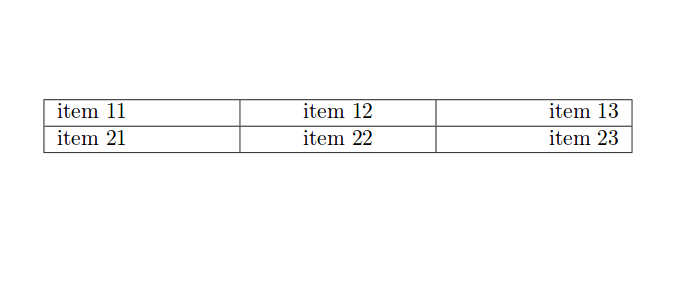 Example of table with tabu package