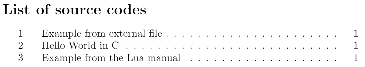 An example of listing source codes