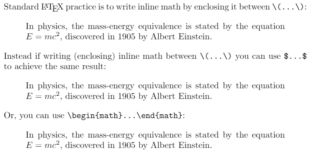 Example of equation inline