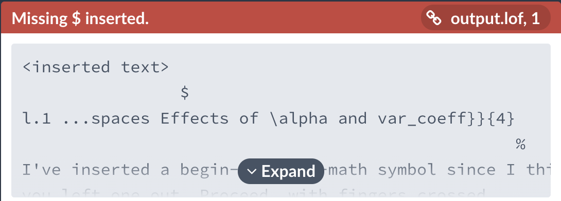 example error in an .lof file due to math command not in math mode in figure \caption{...} key