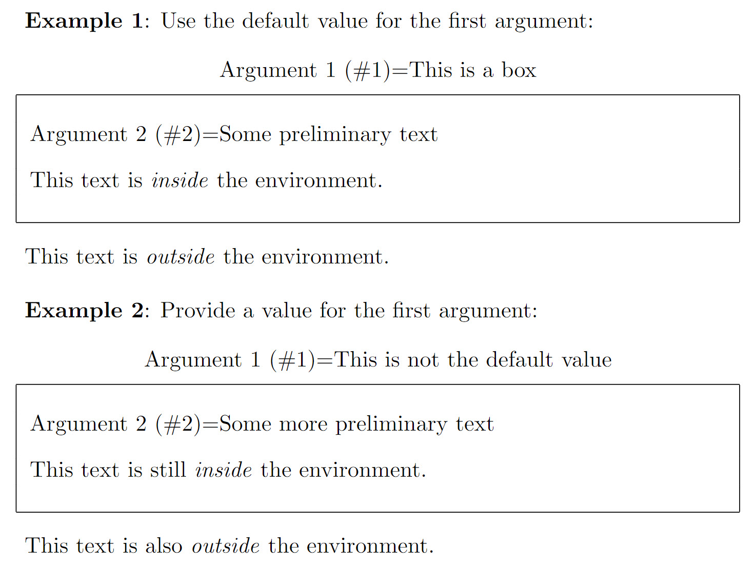 Environment with an optional parameter