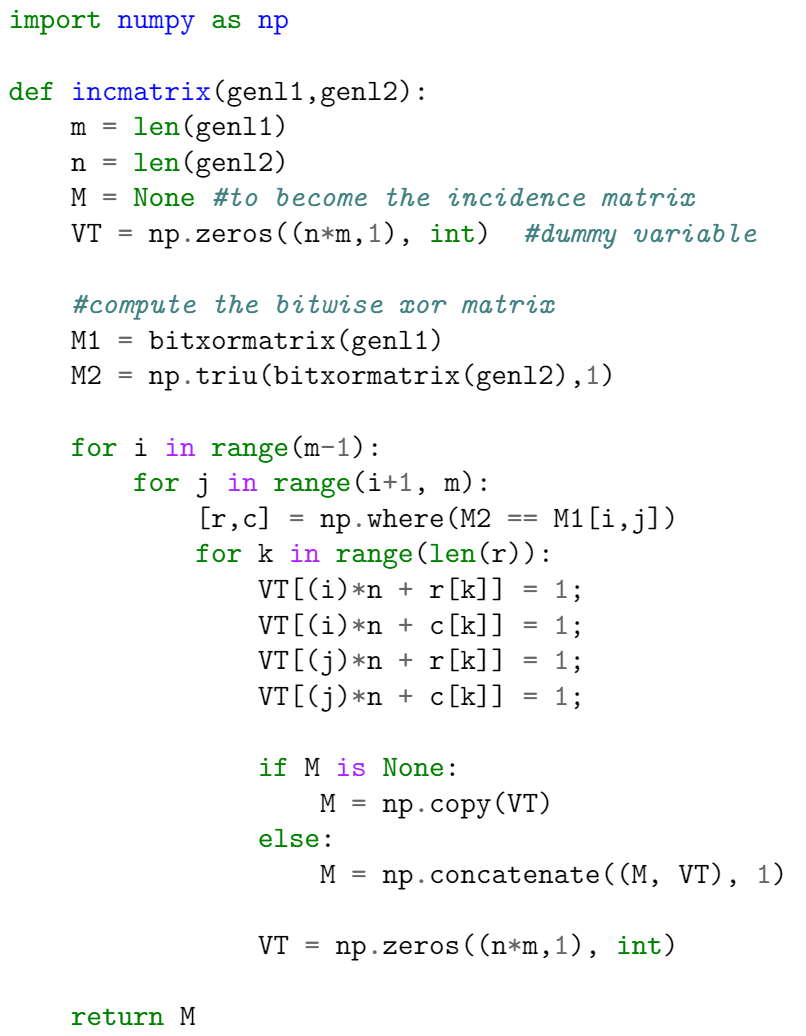 Example displaying the output of the minted package