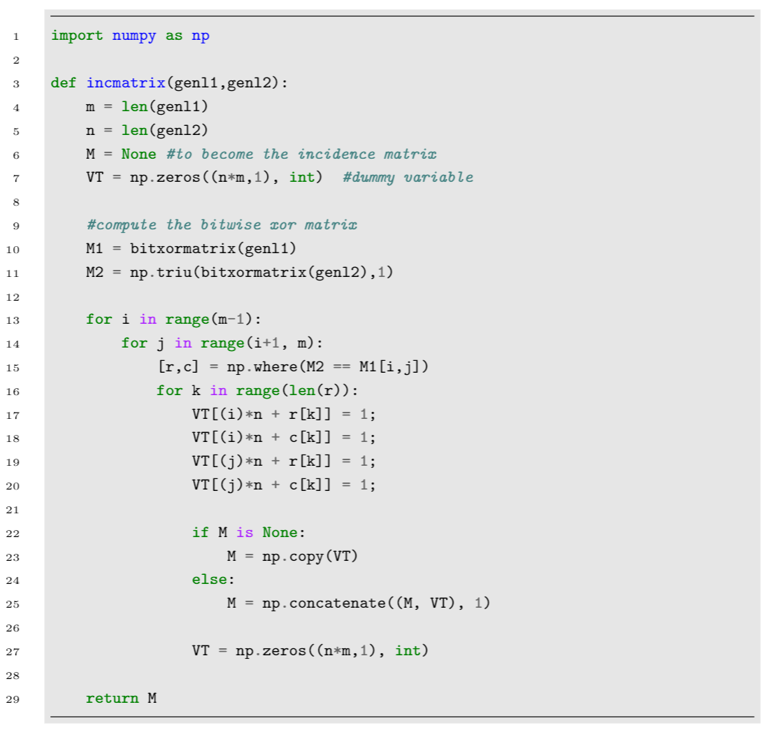 Example applying formatting to typeset code produced by the minted package